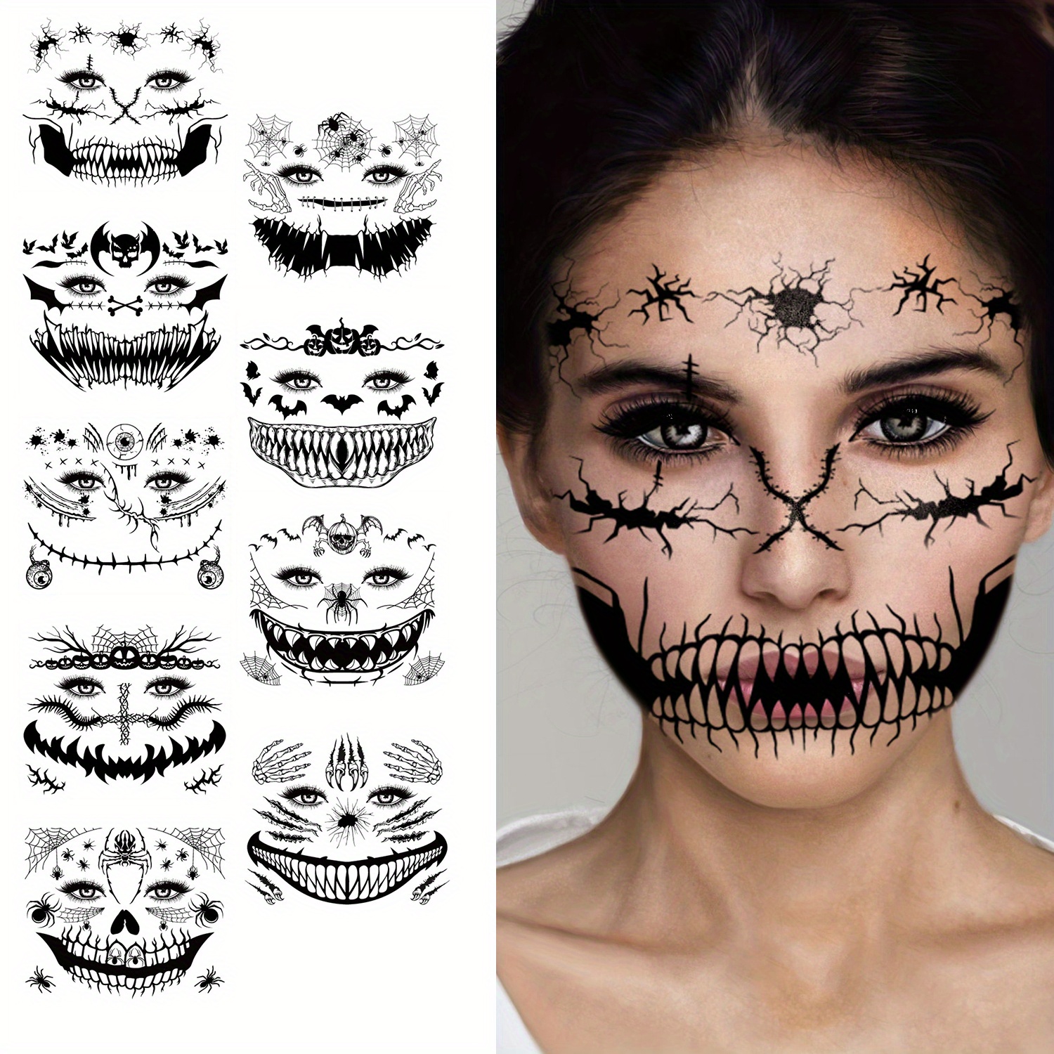 

[top-] Ftvltat 9 Styles Tattoos, Pattern , For Makeup, Halloween Decoration, Spider Web