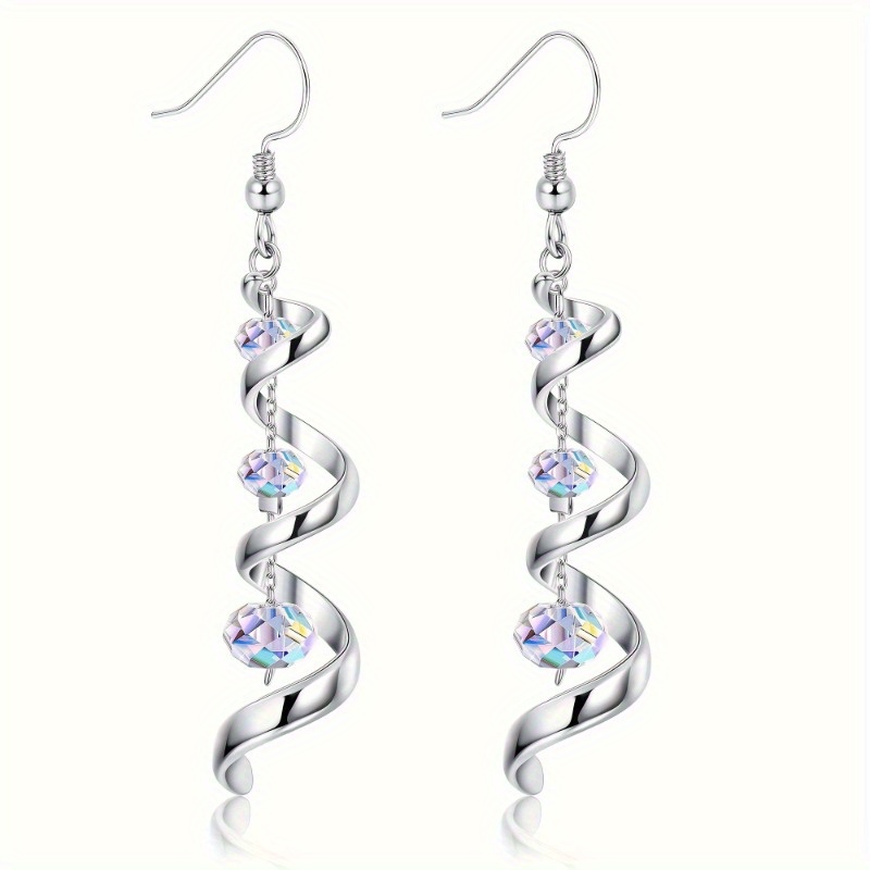 

Hypoallergenic Ear Jewelry Exquisite Spiral Pattern Shiny Artificial Crystal Decor Dangle Earrings Delicate Female Gift