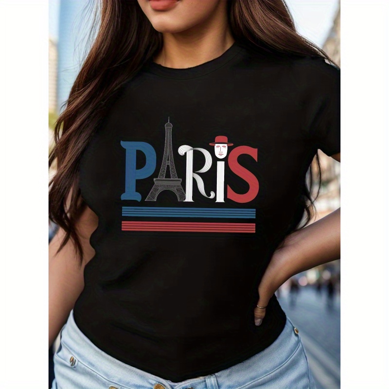 

Paris With Stylized Letters Women's T-shirt