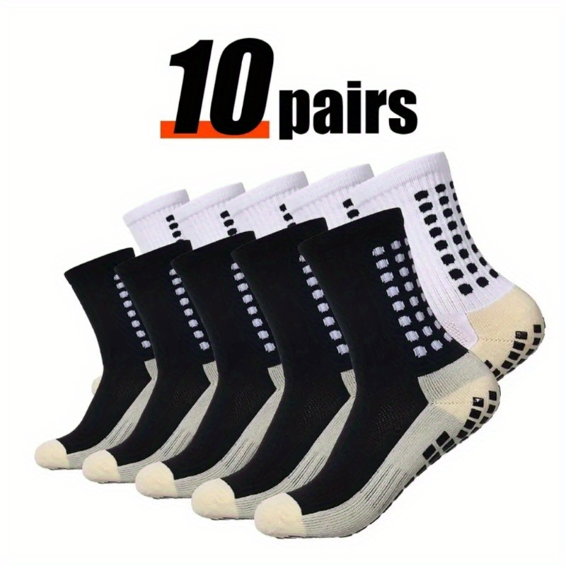 

5/10pairs Unisex Sports Socks, Non-slip Grip Football Socks, Comfortable Breathable Sweat-absorbing Sports Socks, Suitable For Outdoor Sports And Daily Wear