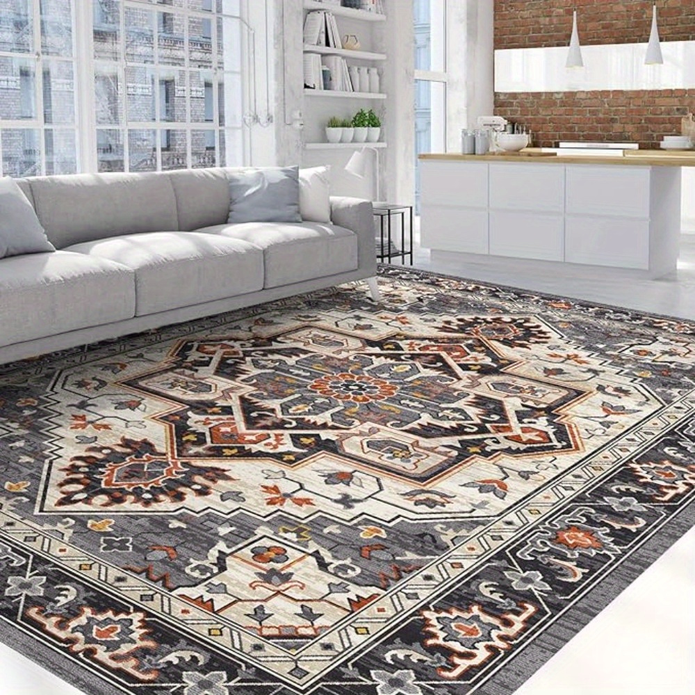 

1 Pc, Vintage Washable Area Rug 8x10 - Ultra-soft Low Pile Non Slip Rugs For Living Room Bedroom Dining Room Medallion Carpet For Home Decor Rug