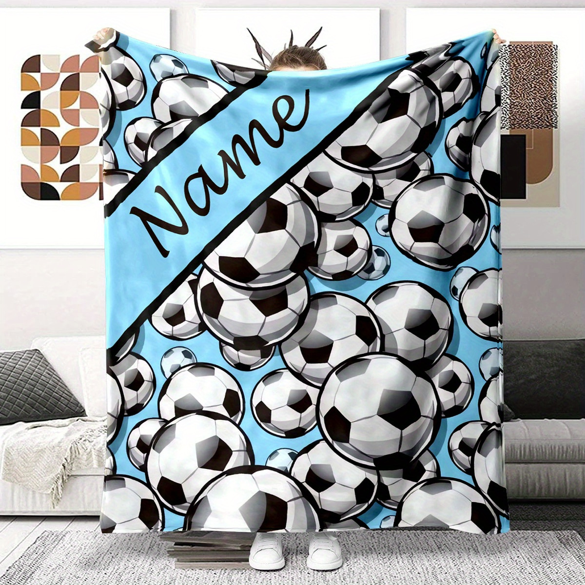 

Customized Football Pattern Flannel Blanket - Perfect For Outdoor Travel, Leisure Sofa Beds, And Home Decor - Suitable For All Seasons - Available In Various Sizes