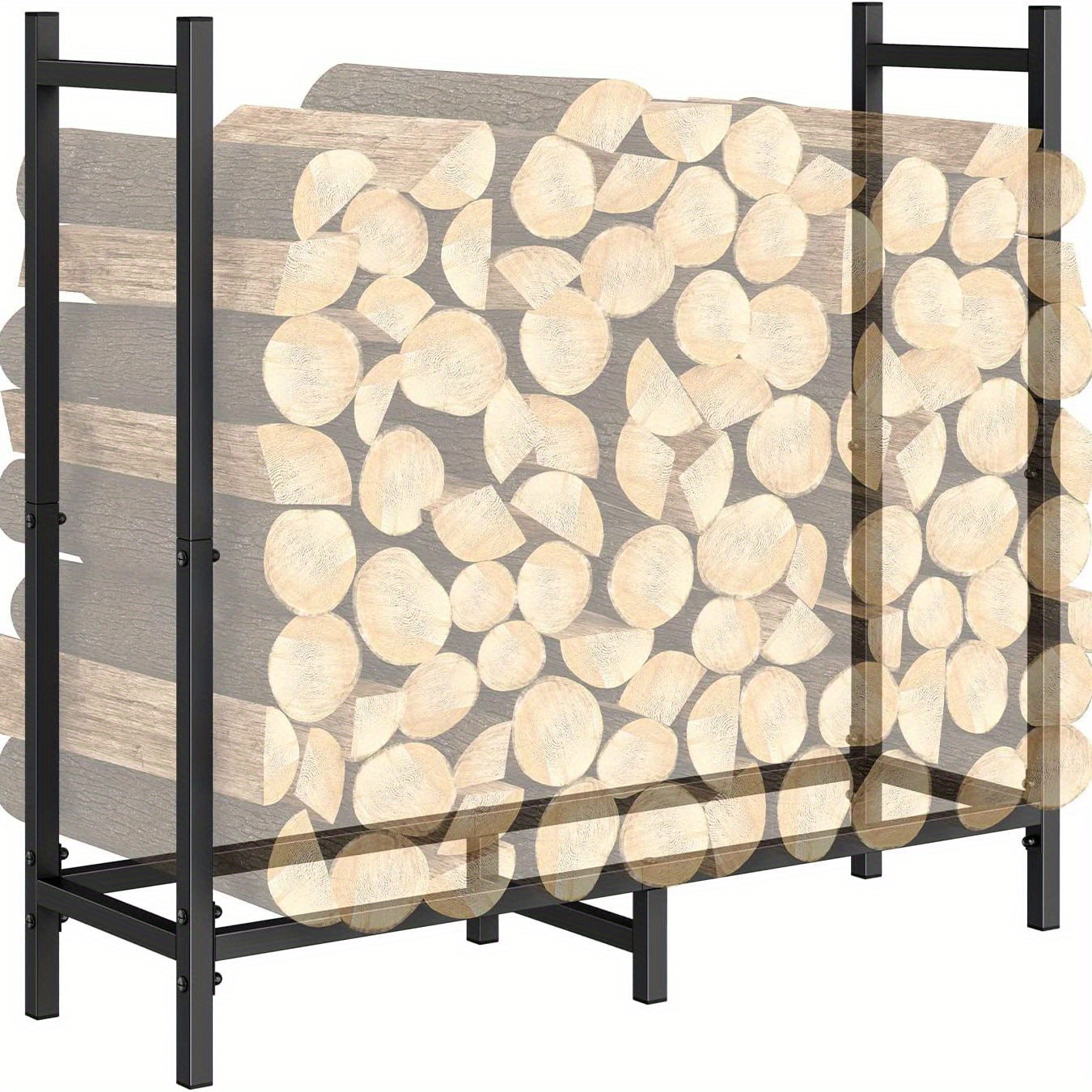 

2.6ft Outdoor Indoor Firewood Rack Holder For Fireplace Wood Storage, Adjustable Stacker Stand, Heavy Duty Logs Stand Stacker Holder For Fireplace Metal Lumber Storage Carrier Organizer