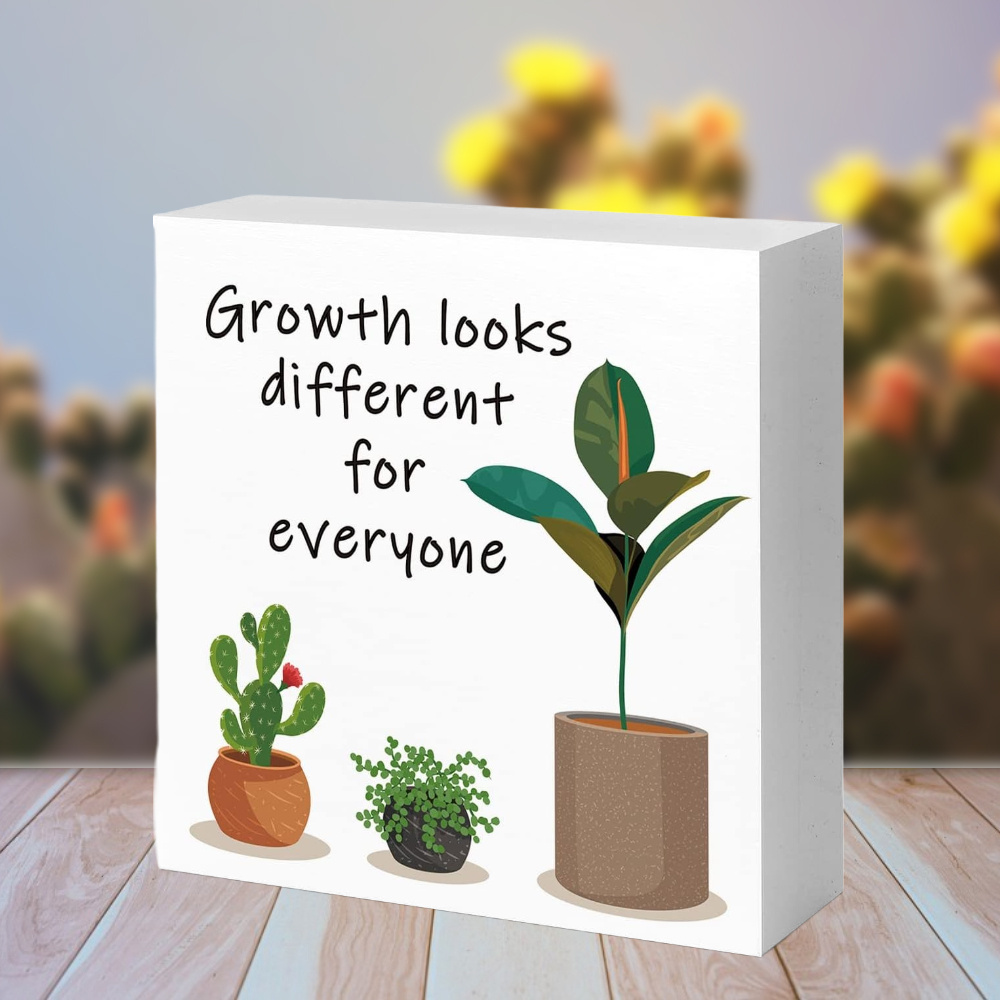 

Growth Looks Different For Everyone Cactus Desktop Ornament - Pvc, English, Multi-purpose, Holiday Decor