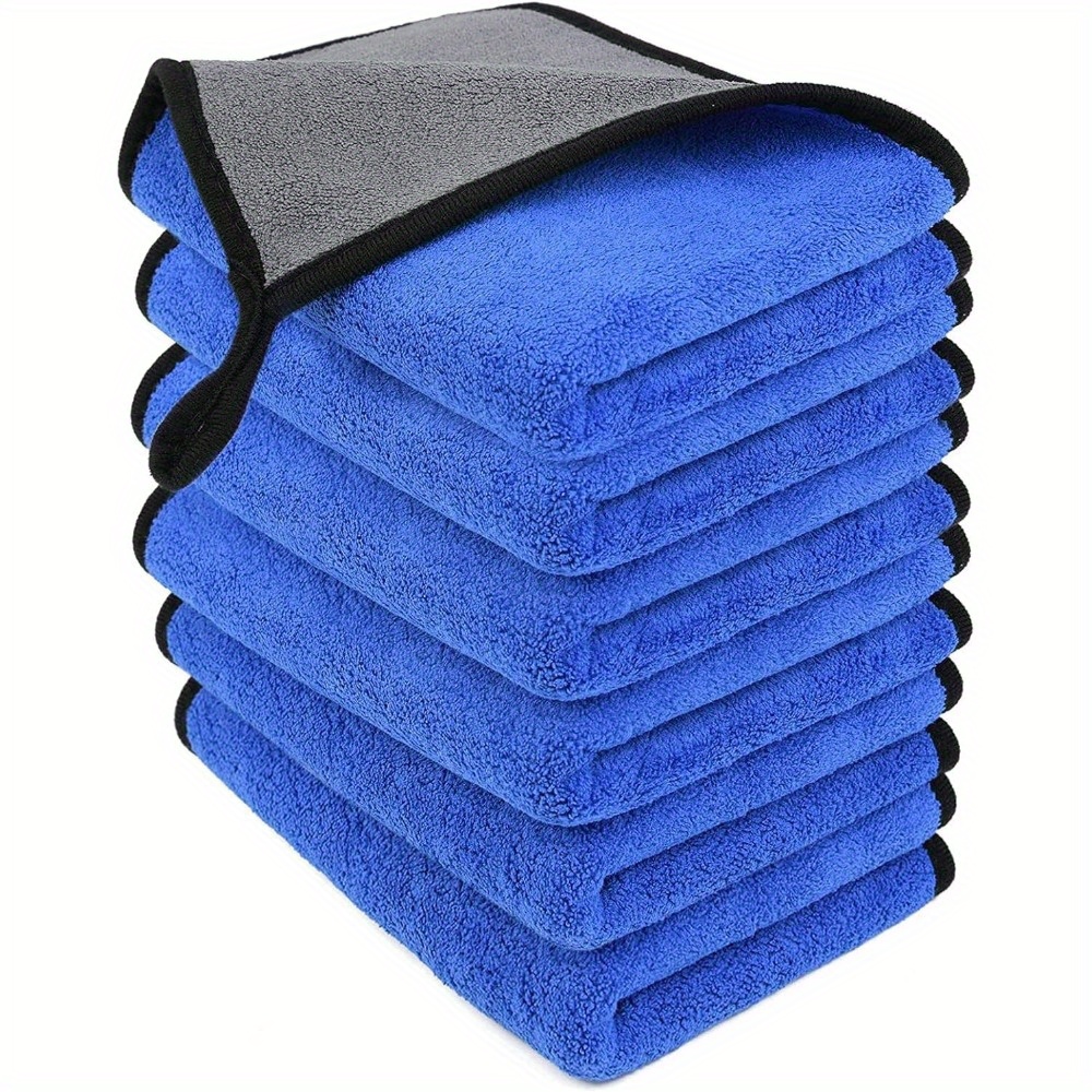 

6 Pack Of Blue Microfiber Car Wash Towels - Ultra-compact And Super Soft For Vehicle Exterior Care