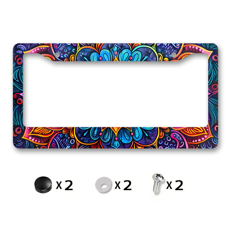 

Mandala Metal License Plate Frame - , Rust-proof , Kit, 6.3x12.2 Inches, Room Decor