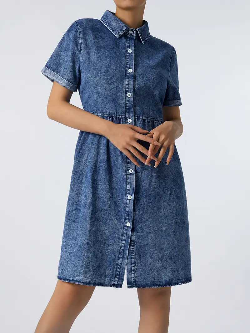 women juniors summer denim dress casual lapel short sleeves - Temu women juniors summer denim dress casual lapel short sleeves - Temu