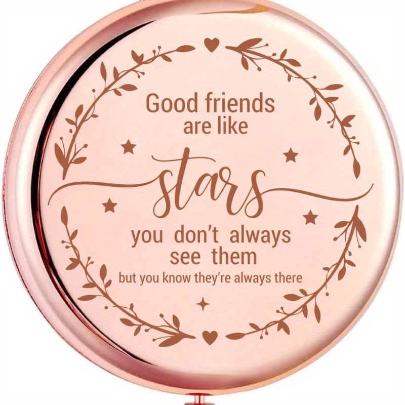 

Good Friends Are Like Stars Travel Makeup Mirror, Rose Golden Engraved Travel Pocket Cosmetic Compact Makeup Mirror Friendship Gifts For Women Friends Sister Coworkers…