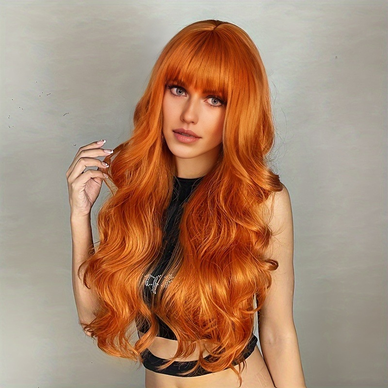 woven wigs womens fashion deep wave long curly orange hair Temu