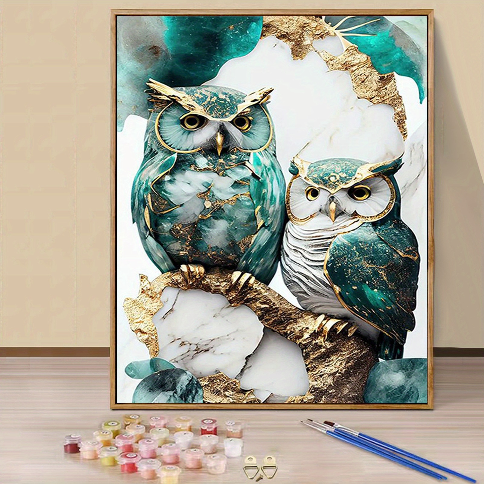 Een digitale schilderkit met een ontwerp van een uil, afmeting 40x50  cm/16x20 inch, perfect voor de decoratie van een muur in huis. Deze  acrylverfkit is een ideaal cadeau voor gelegenheden zoals ..., image size:1601x1601