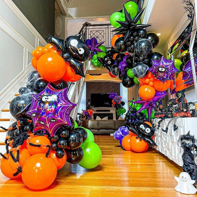 

Balloon Arch Kit 164pcs - Emulsion Eyeball, Star, Boo Foil Balloons In Black, Orange, Green, Purple For Party Decorations, Mardi Gras, Prom - Suitable For 14+ Years