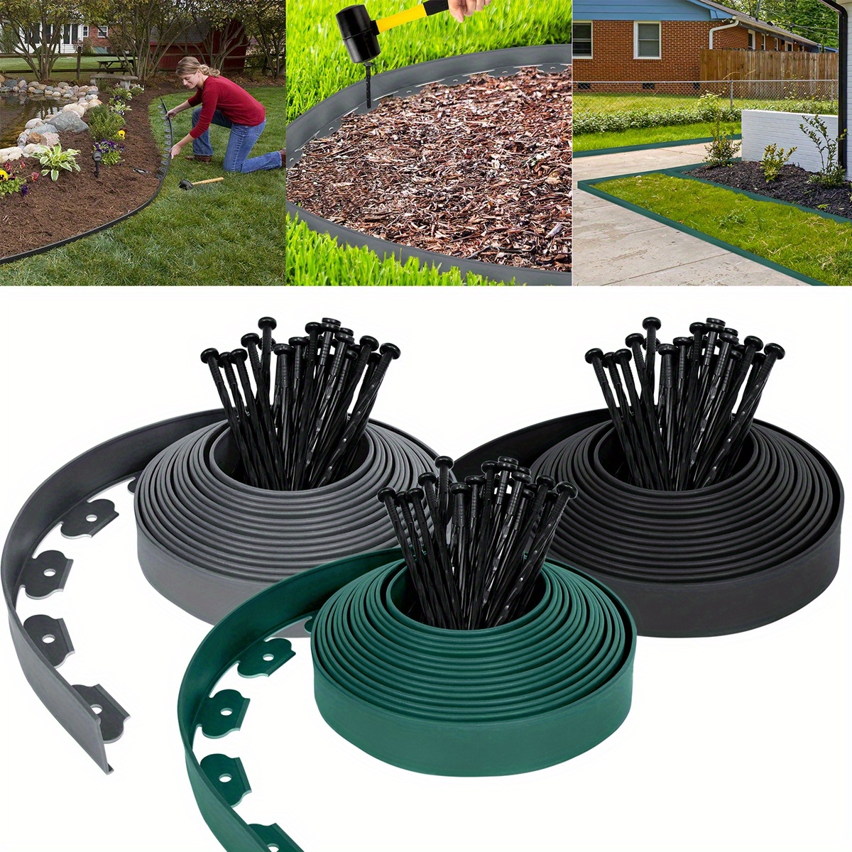 

Froadp Flexible Lawn Edging Plastic 10 M With 30 Fixing Pegs Flower Bed Edging