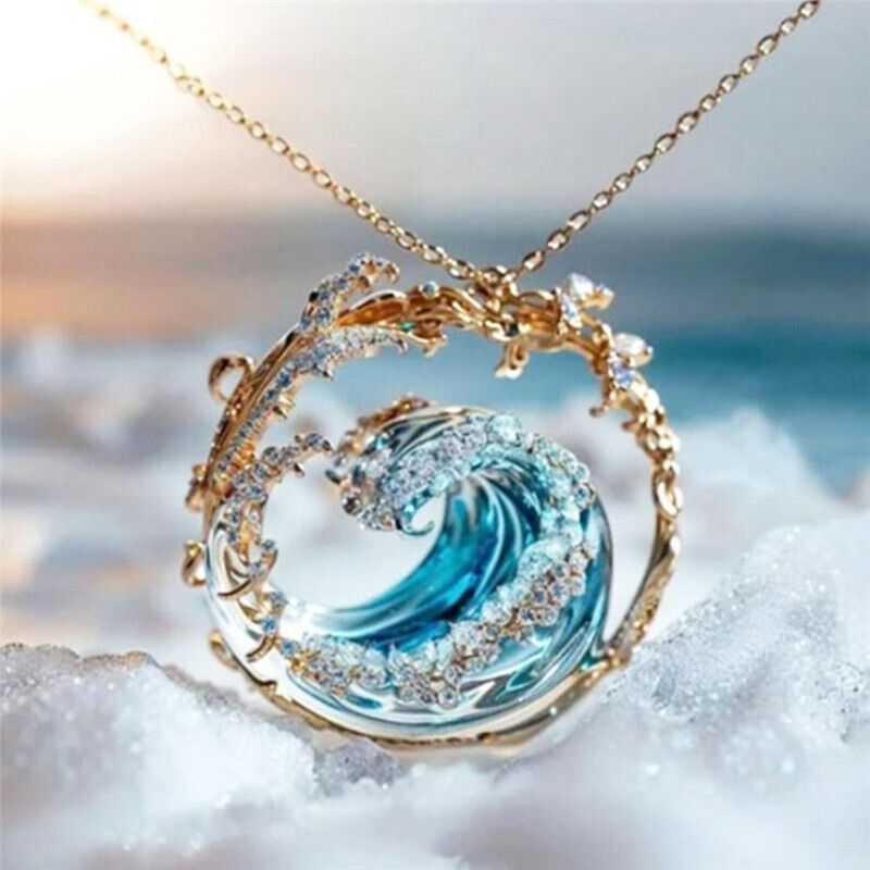 [韓国人気ジュエリー] nff braided charm necklace-blue Blue Blossom Love Necklace – Girls Crew