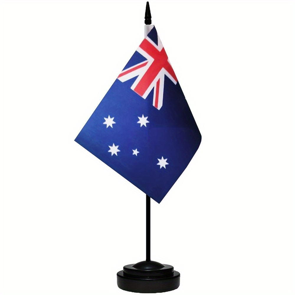 1 10pcs australia australian deluxe desk flag small mini miniature australia   desktop flags with solid pole   and spear top 0
