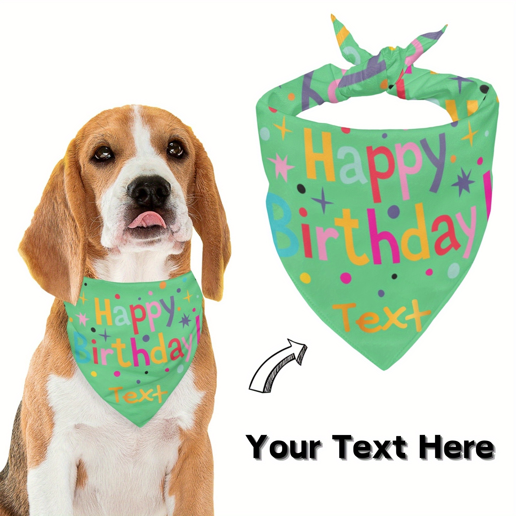 TEMU Customizable Dog Scarf With Personalized Birthday Text - 4 Sizes (xl/l/m/s) For , Machine Washable Pet Scarf With Festive Confetti & For Medium,