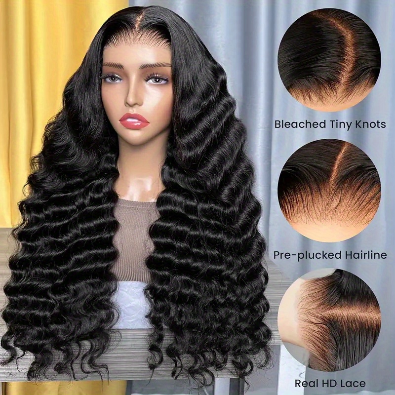 

200% Ready To Wear 13x6 Deep Wave Lace Front Wigs Human Hair 13x6 Hd Lace Deep Curly Glueless Frontal Wigs Human Hair Pre Plucked For Women Put On And Go Wig