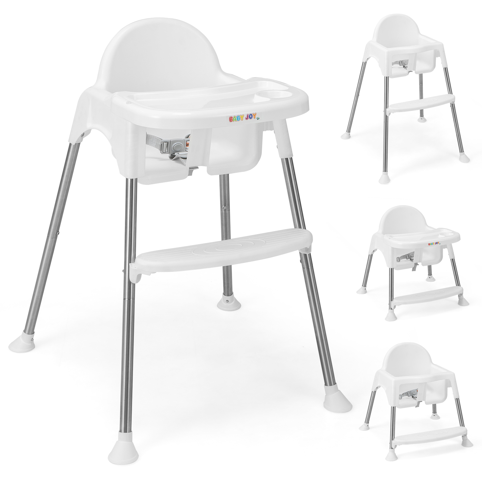 

Multigot 4-in-1 Convertible Baby High Chair Feeding W/ Removable Double Tray& Footrest