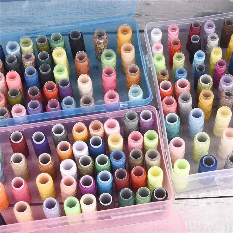 

42-slot Sewing Thread Organizer - Transparent Bobbin Storage Case With Needle Spool Holder For Diy Sewing Accessories (threads Not Included) - Available In Pink, Blue, Clear