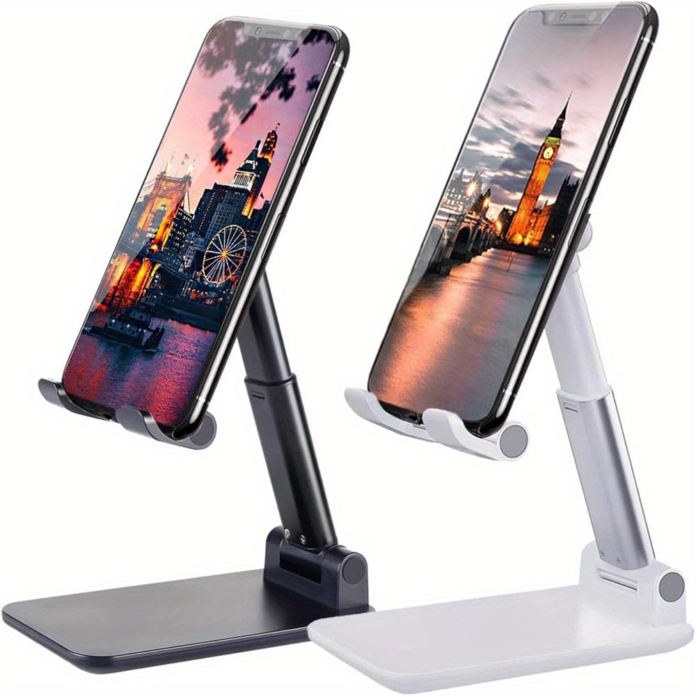 

2-pack Aluminum Alloy , Adjustable & Foldable Desk Mount, Non-slip Smartphone Holder, Compatible With Iphone 14/13/12 Series And Other Smartphones, Multi-angle Support