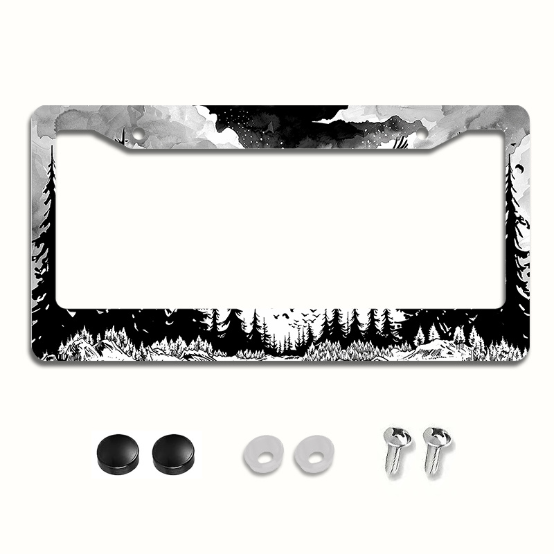 

Eagle Design Metal License Plate Frame - 6.3x12.2" Waterproof Car Rear Plate Cover, Kit Included