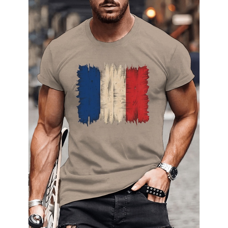 

T-Shirt Vintage pour Homme avec Imprimé National - Manches Courtes Décontractées, Polyester Respirant, Lavable en Machine - pour l'Été