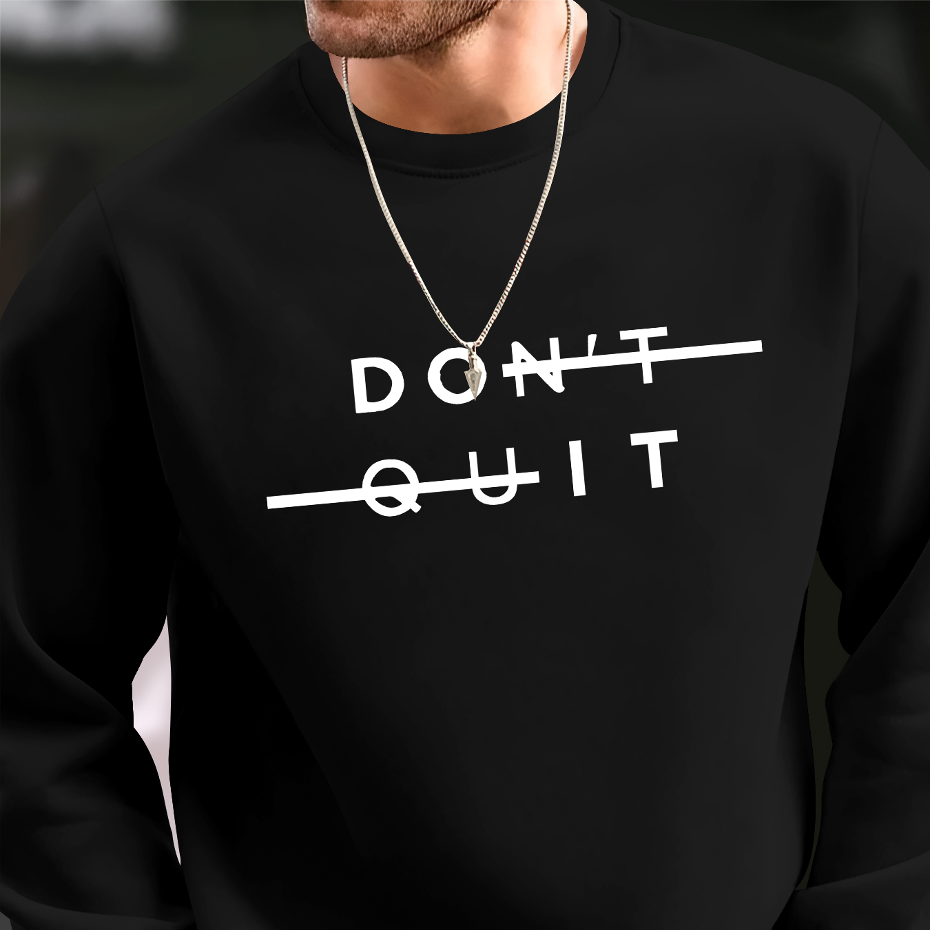 

Sweatshirt pour Hommes "NE PAS ABANDONNER" - Pull Noir Décontracté à Manches Longues et Col Rond, Design Imprimé Tendance, Lavable en Machine, Sweatshirts Mignons