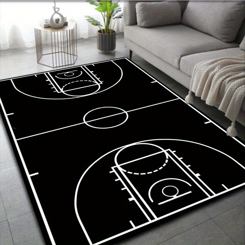 

Basketball Court Design Area Mat, Polyester Fiber, Non-slip, Machine Washable, Indoor Office Bedroom , 3 Sizes , Office Floor Mat|sports Theme Decor| Floor Mat