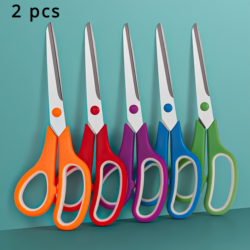 E-shop 2er-Set Antihaft-Schere mit weichem Griff & Edelstahlklinge - Hochleistungs-Klingen, ergonomischer Griff für Basteln, Schule, Bastelschere,