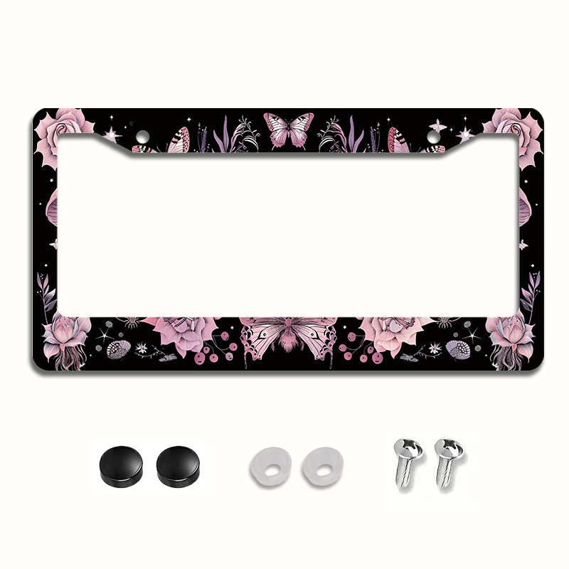 

Pink & Metal License Plate Frame - , Rust-proof, , 6.3x12.2" Novelty Car Tag Holder