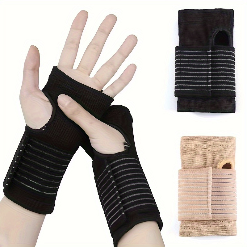 

2-pack Elastic Wrist Support Brace Gloves - Adjustable, Durable Nylon Material, Hand Washable, Buckle Closure