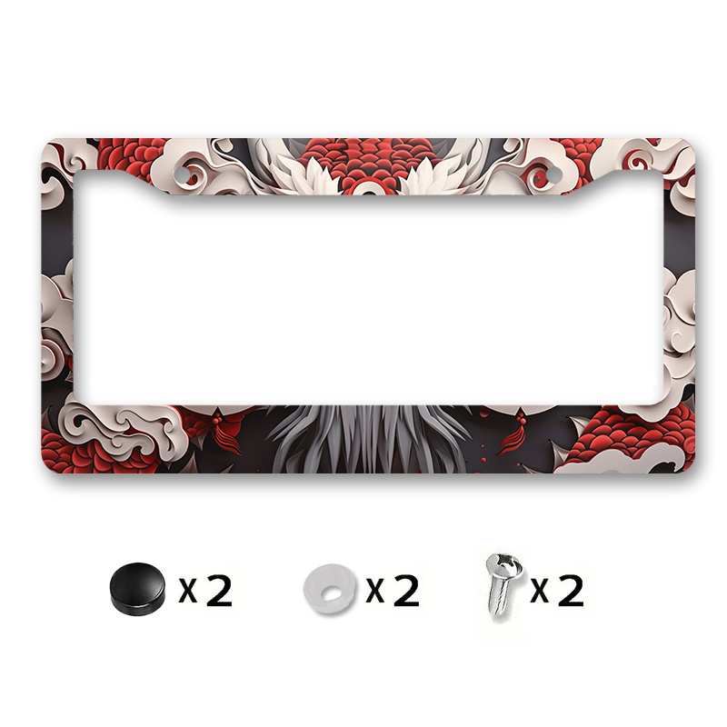 

Red Metal License Plate Frame - , Rust-proof Car Plate Cover With Kit, 6.3x12.2 Inches, Plate Frame Covers, Room Decor