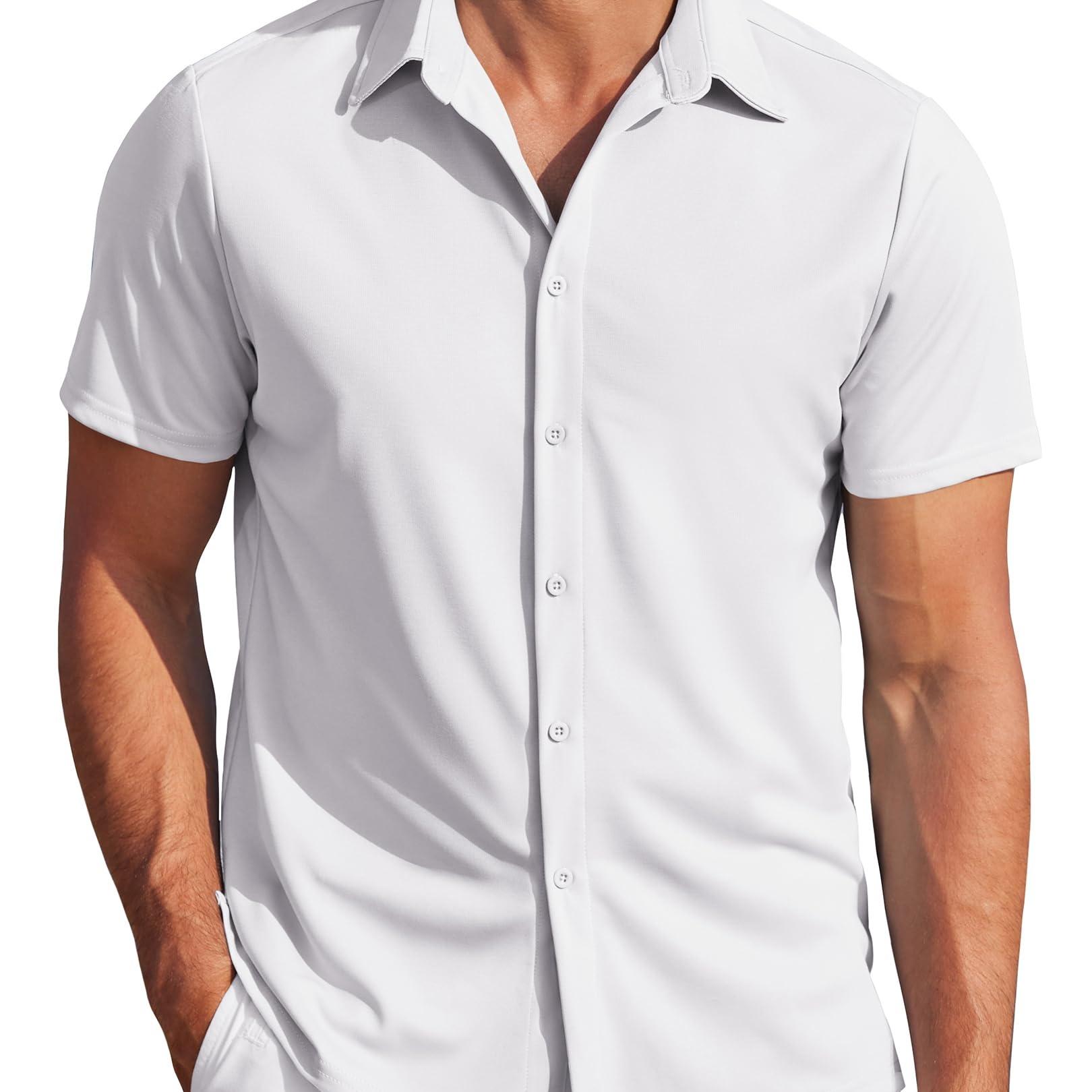 

Mens Casual Shirts Wrinkle Free Shirts Short Sleeve Button Down Summer Stretch Dress Shirt