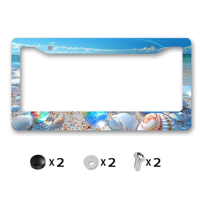 

Beach-inspired Metal License Plate Frame - 6.3x12.2" | , Rustproof & Weatherproof Car Accessory