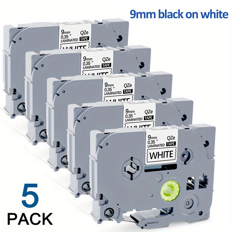 E-shop 5er-Pack 9mm 0.35" Laminiert Weiß | Kompatibel mit TZe-221, PT-D210, D200, D220, , , , PT1290 |