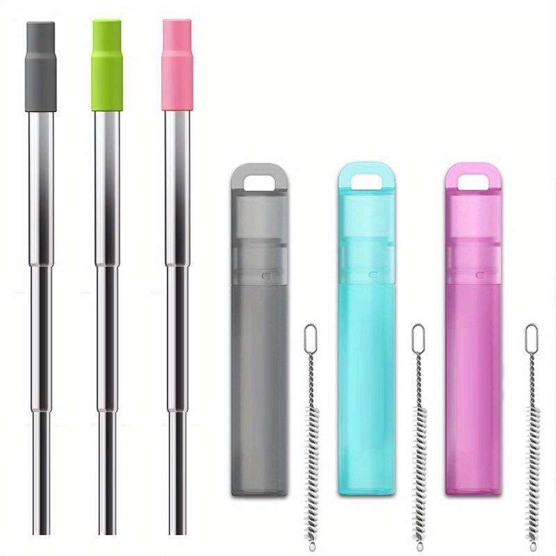 

Stainless Steel Telescopic Straw Creative 304 Stainless Steel Milk Tea Metal Folding Straw 9-piece Set