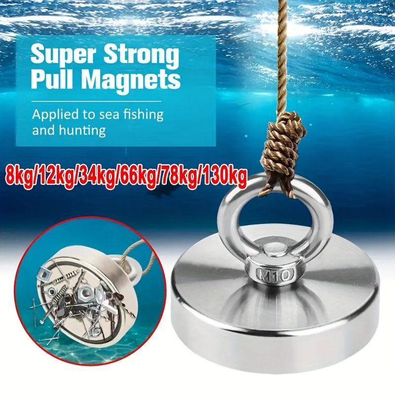 

Stainless Steel Neodymium Retrieval Magnet, 130kg Pulling Force - Ideal For Magnetic Fishing & Salvage, No Electricity Required