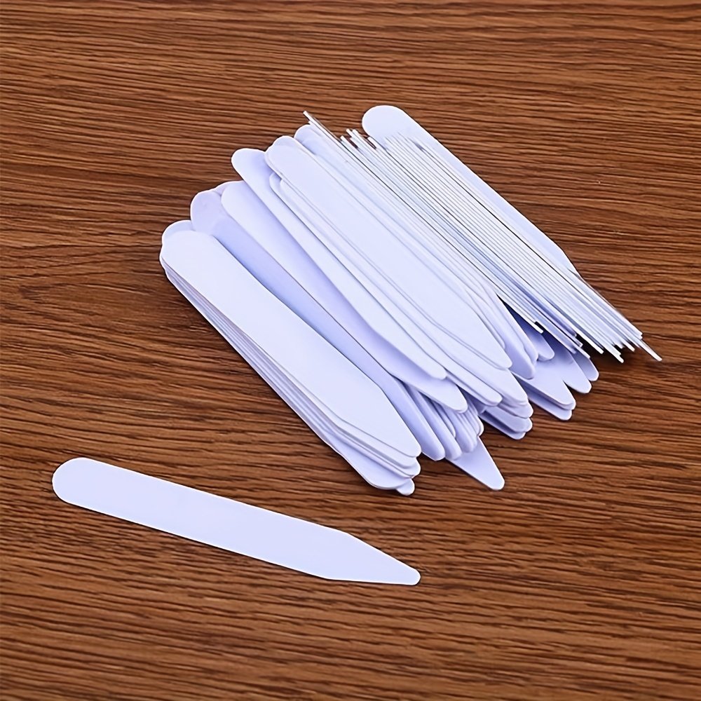 

100pcs White Pvc Shirt Collar Stays, Non-woven Material, 's Gift - Formal & Casual Wear