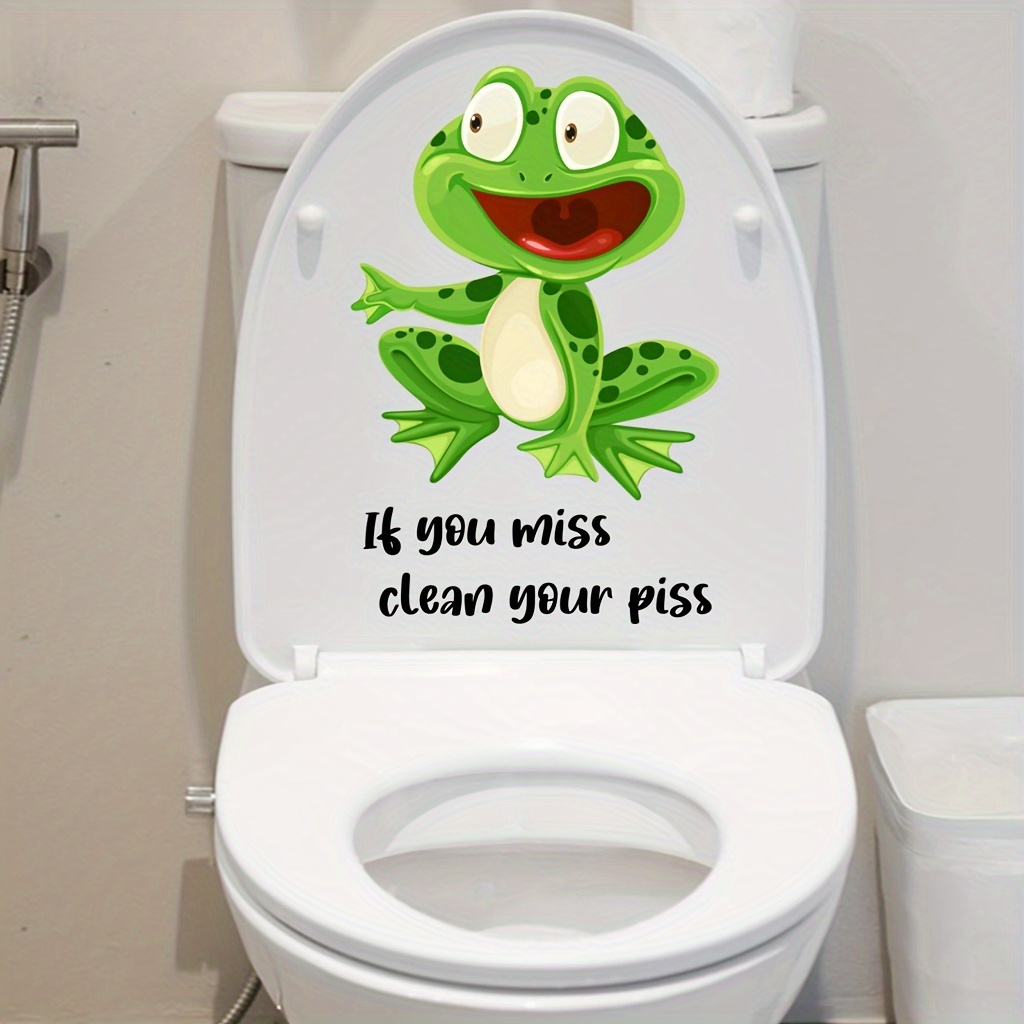 

2pcs Cartoon Toilet Lid Decal - Vibrant Green Frog Design, Self-adhesive, Removable, - Fun Wall Decor For Washroom, Porch, Living Room, Bedroom, Office, Dormitory, Perfect For Home Decoration