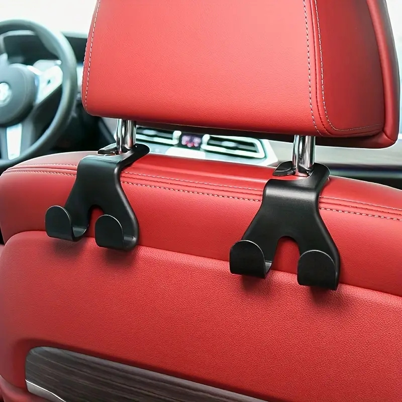 TEMU 2pcs Seat Back Double Head Hooks - Sturdy Plastic Construction, Hidden Design, Hang Food Bags, Tote Bags, Umbrellas, And With Ease - Space-saving, , And