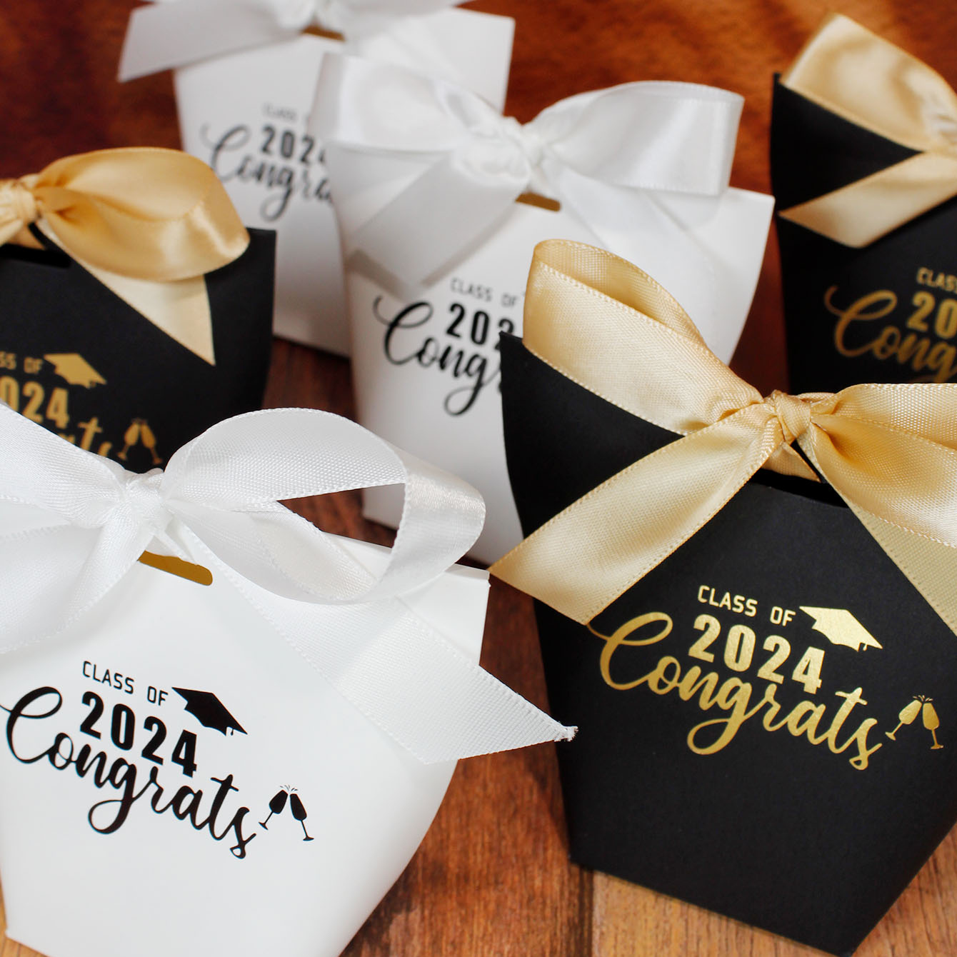 

10-pack Class Of 2024 Graduation Gift Boxes With Elegant Ribbon - Paper Keepsake Favor Boxes For Party Supplies And Graduation Celebrations