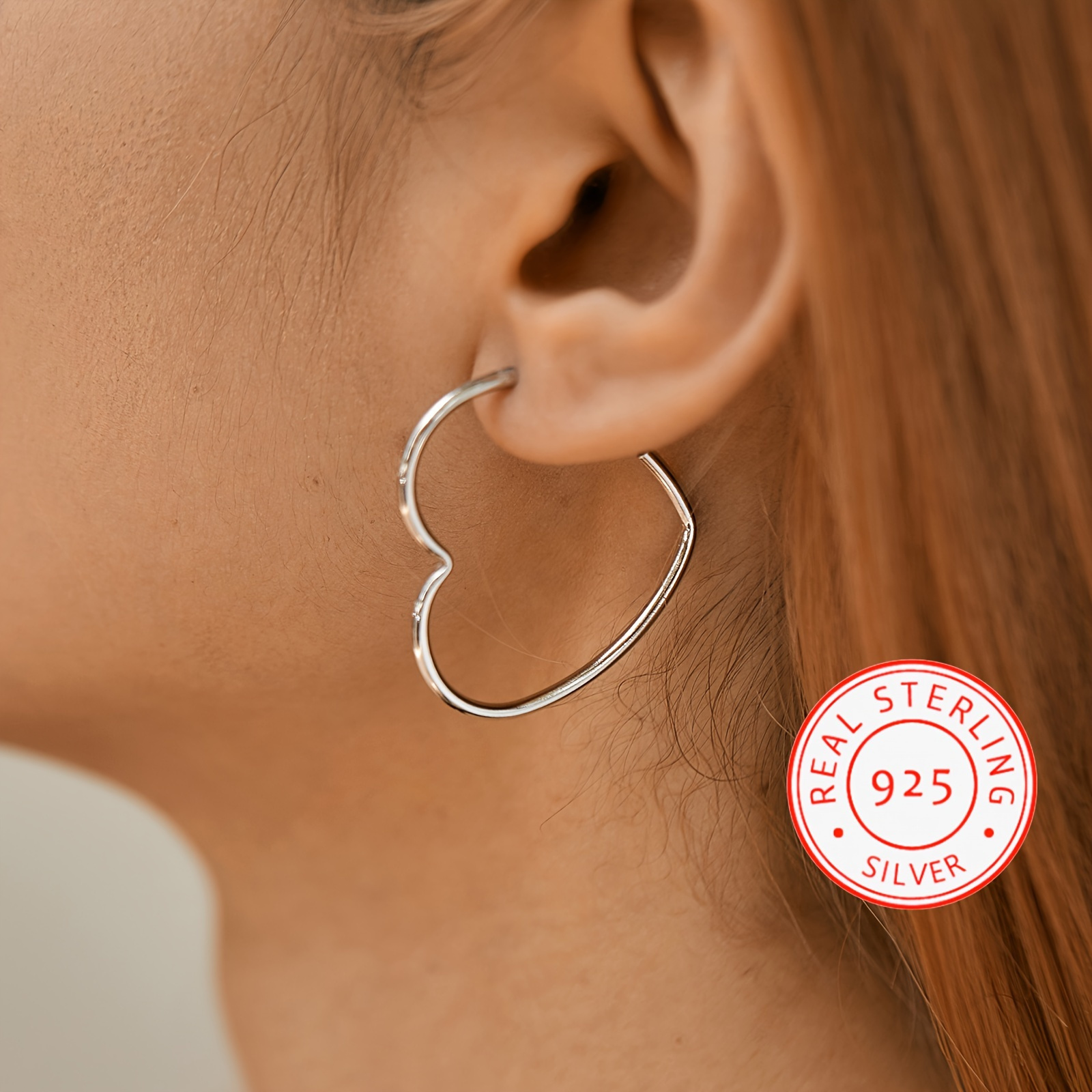 

1 Pair Of 925 Sterling Silver Heart-shaped Hoop Earrings, 2.4g Lightweight, Cute & Simplistic Style, Fashion Jewelry For Women