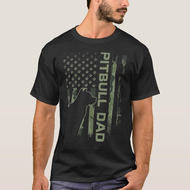 

American Camo Flag Proud Pitbull Dog Dad T-shirt 14880 Funny Men’s Short Sleeve Graphic T-shirt Collection Black Zz