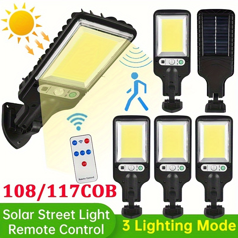 

2/4/8pcs Solar Street Lights 117cob Outdoor Solar Lamp 3 Light Waterproof Motion Sensor For Garden Patio Path