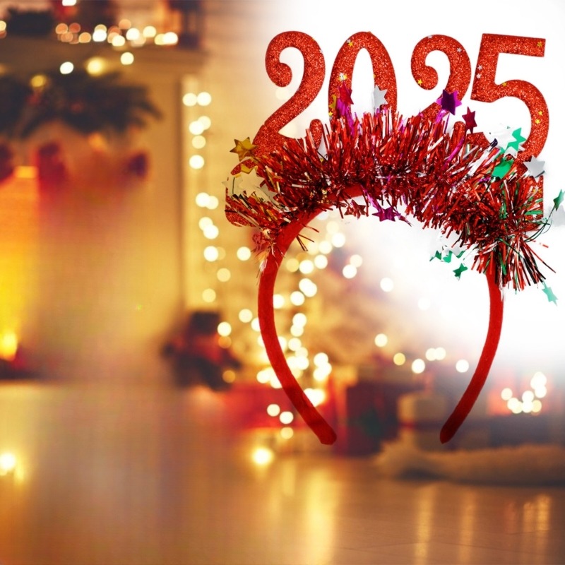 

4 Christmas New 2025 Accessories, Decoration, Plastic, Non-electric Novelty Hairpieces For New 's Eve And