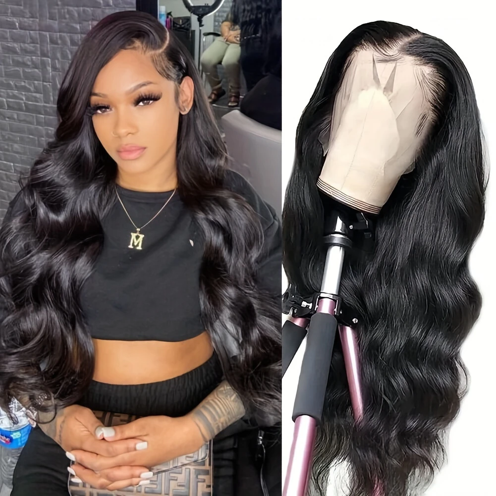 200 density 13x4 lace front human hair wig long body wave wig natural hairline with baby hair details 4