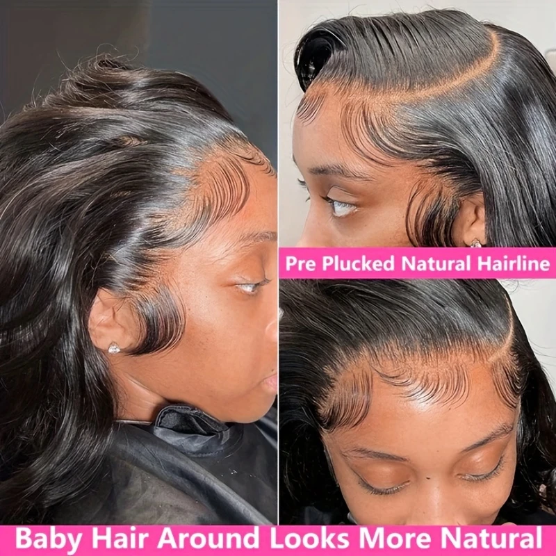 200 density 13x4 lace front human hair wig long body wave wig natural hairline with baby hair details 8