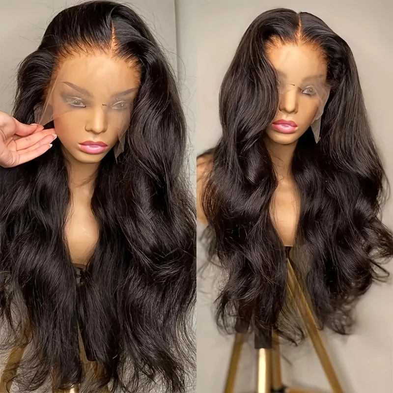 200 density 13x4 lace front human hair wig long body wave wig natural hairline with baby hair details 3