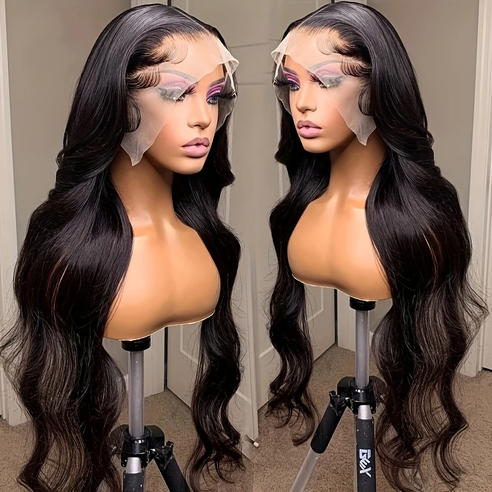 200 density 13x4 lace front human hair wig long body wave wig natural hairline with baby hair details 1