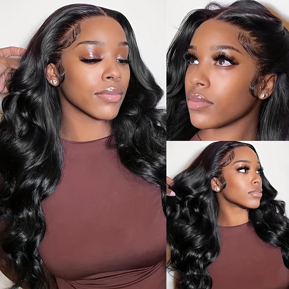 200 density 13x4 lace front human hair wig long body wave wig natural hairline with baby hair details 6