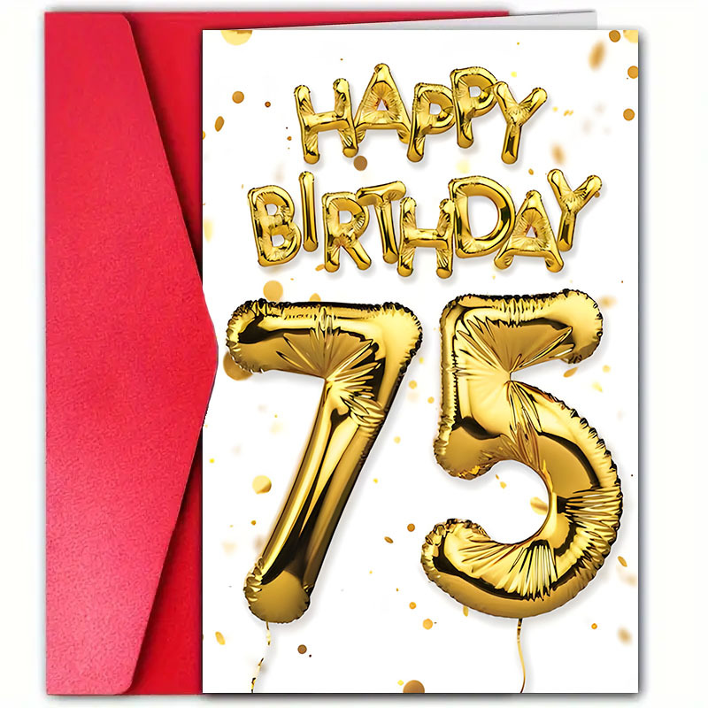 

1pc Elegant 75th Birthday Greeting Card, Paper Material For Anyone, Universal Birthday Celebration, Ideal For Parents, Grandparents, Siblings, Friends, Spouse, Colleagues - Timeless Wishes For Seniors